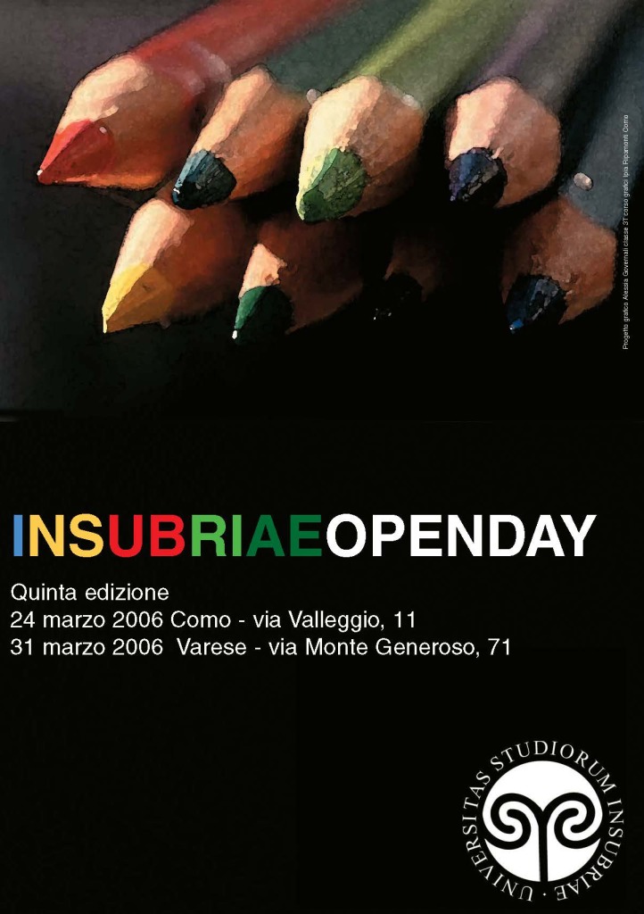 Manifesto open day Insubriae - Silvio Dessi – i mille volti della grafica
